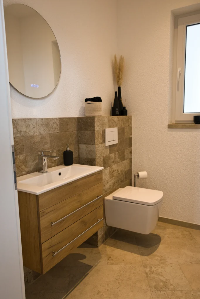 Modernes Badezimmer mit Wand- und Bodenfliesen von Century aus der Serie EBUR AURUM
